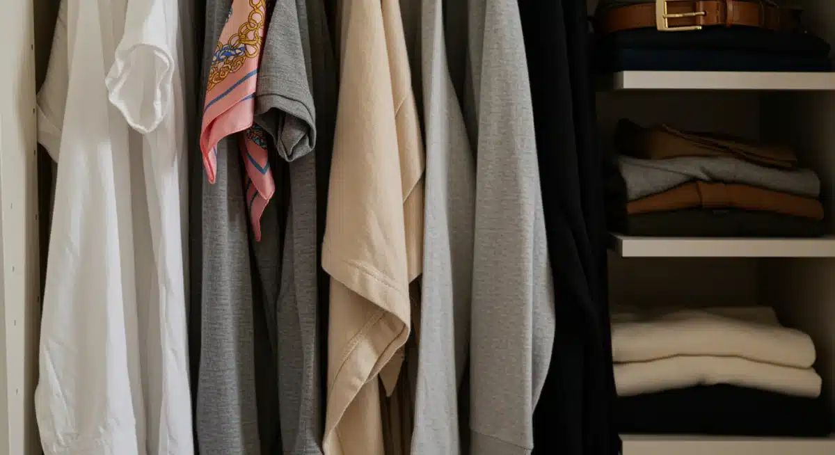 Curated wardrobe with high-quality basic garments and essential accessories