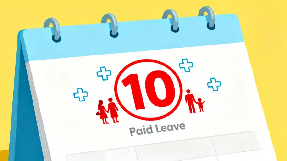 Calendario marcando 10 días de licencia remunerada para cuidado de hijos enfermos