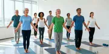 Empleados felices participando en un programa de bienestar corporativo, destacando los 6 beneficios de bienestar corporativo que ahorran a los empleados un 12% anualmente.