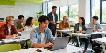 Estudiantes colombianos aprovechando los beneficios de educación continua 2026 con financiación.