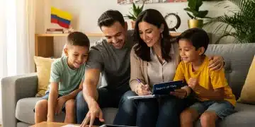 Familia colombiana revisando beneficios de seguro de vida 2026