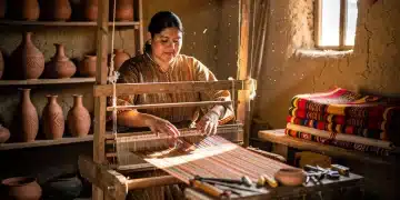 Artesano rural colombiano en taller tradicional con productos artesanales