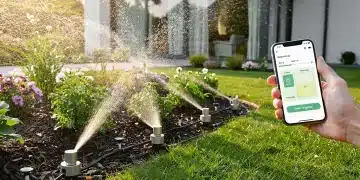 Sistema de domótica para riego inteligente en jardín moderno